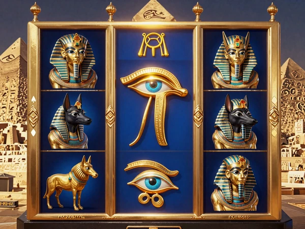Eye of Horus Merkur Slot mit goldenen Pyramiden und &auml;gyptischen Symbolen