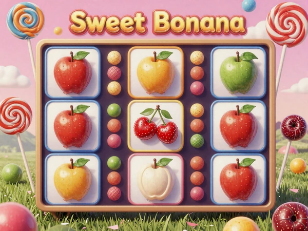 Sweet Bonanza Pragmatic Play Slot mit bunten Bonbons und Fr&uuml;chten