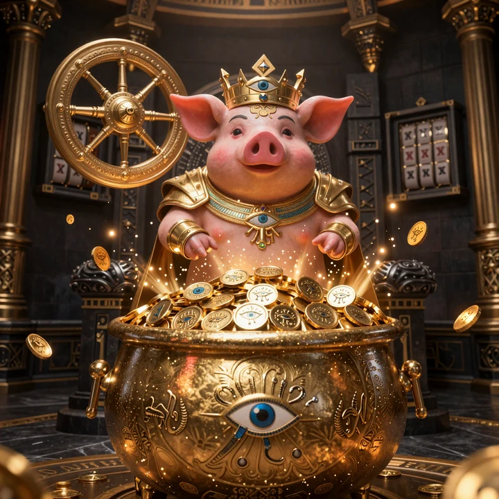 Schwein-Magier Buzzer ruft Gold aus dem King's-Wheel-Kessel - CrazyBuzzer Slot-K&ouml;nigreich